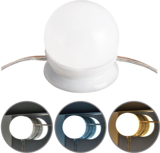 Schminktafel / kaptafel Bella - Wit - Incl. Spiegel & LED Verlichting