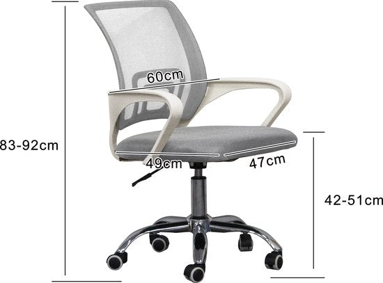 VDD Bureaustoel – grijs/wit – ergonomisch – hoogte verstelbaar