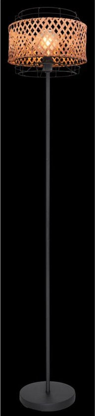 Vloerlamp GINA Metaal 151.0cm Matt zwart | Bamboe E27 1-Lichts