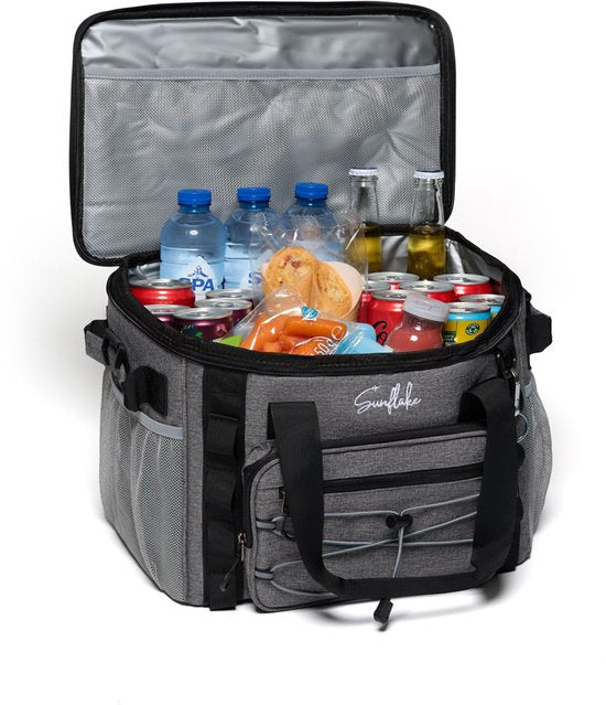 Koeltas Groot - 22 Liter - 5 Laags Geïsoleerde Picknicktas voor Volwassenen - Lunchtas - Grijs - Sunflake