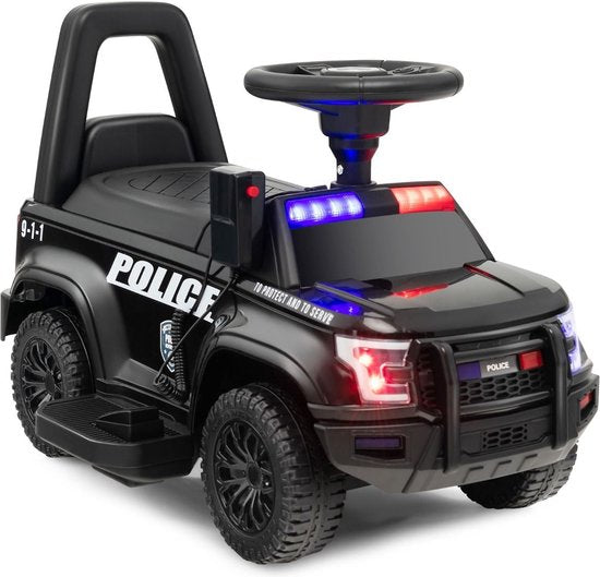 Coast 6 V Elektrische Politie Kinderauto - met Megafoon en Waarschuwingslicht - Zwart