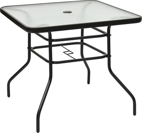 Coast Patiotafel Rechthoekige Salontafel met Tafelblad Bistrotafel Glazen Tafel Zwart