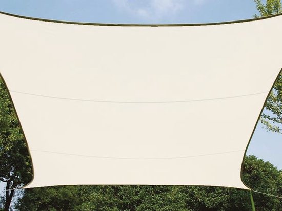 Perel Schaduwdoek, waterafstotend, 4 x 3 m, 160 g/m², polyester, rechthoek, crème