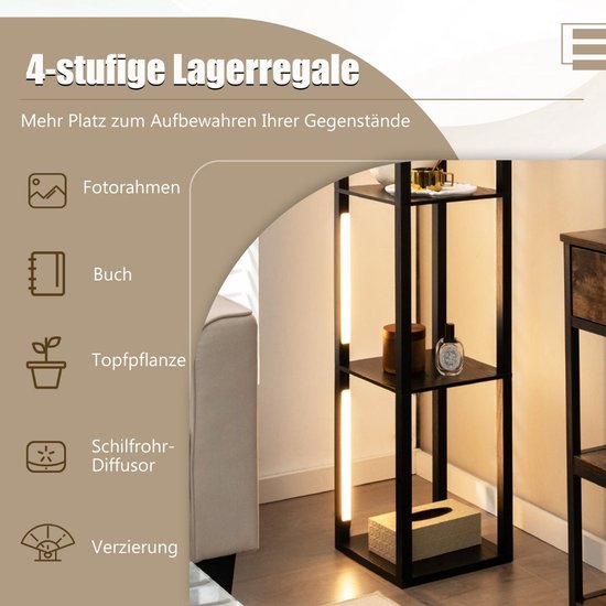 Coast vloerlamp Moderne verlichte afzettingplank 29 x 29 x 163 cm zwart