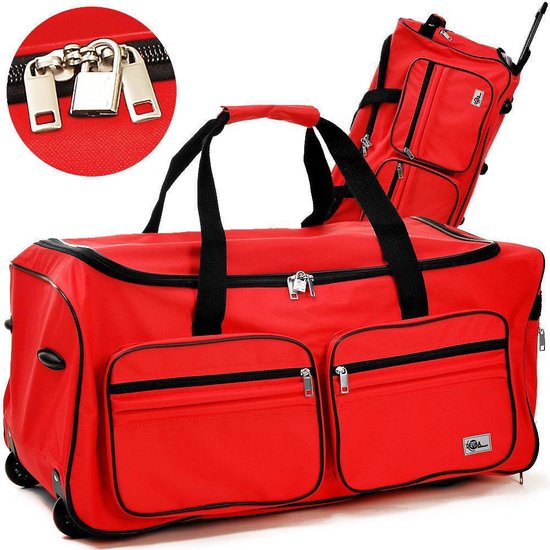 Monzana Reistas met trolleyfunctie - 85L - Rood - roltas op wieltjes