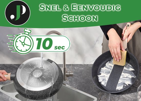 Just Perfecto 15 Delige Pannenset Inductie - Zwarte Pannenset Met Deksel Voor Gas en Inductie - PFAS vrij - Koudgrepen