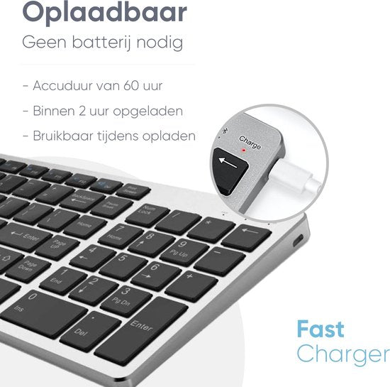 Trendfield Toetsenbord en Muis Draadloos - Bluetooth Keyboard - Stille Toetsen - Oplaadbaar - Qwerty - Space Grey