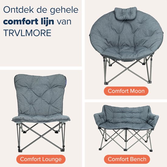 TRVLMORE Campingstoel - 2 Personen - Opvouwbaar - Incl. Draagtas - Kampeerstoel - 240 kg draagvermogen - Grijs