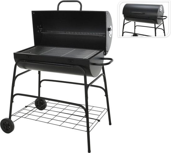 BBQ Collection Houtskoolbarbecue – Met Wielen & Warmhoudrek – 100 x 39 x 100 cm – Zwart