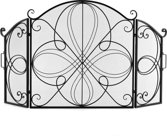 Coast Opvouwbaar Haardscherm - 3-Luik - Bloemmotief - 151 x 83 cm - Metaal