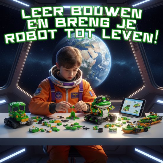 Qualitá® Robot Bouwpakket 5 in 1 – Educatief Speelgoed – Robot Speelgoed - Robot Bouwpakket - STEM speelgoed – Programmeren Voor Kinderen - Interactief Speelgoed – 736 Onderdelen – 7-9 Jaar