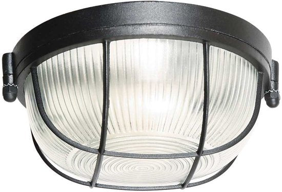 Plafondlamp Lisanne 1342ZW | Zwart metaal en glazen kap | Ø 17 cm, hoogte 8 cm | Mexlite | Trendy design voor binnengebruik