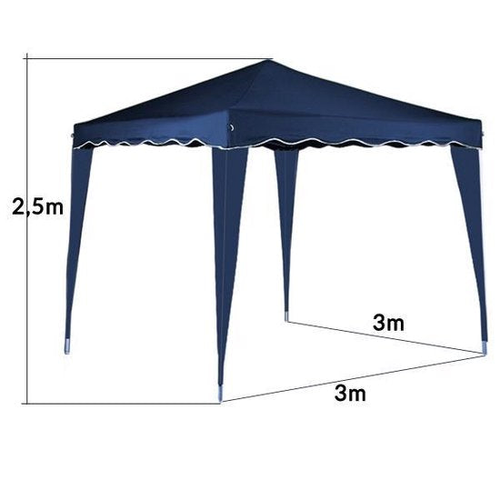 Casaria Partytent - Paviljoen - EasyUp - Opvouwbaar - Met draagtas - 300x300x250 cm - Blauw