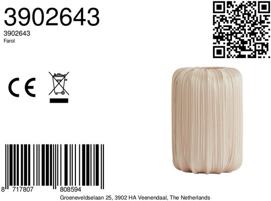 Light & Living - kap - Farol - beige crème - textiel - Ø 20cm - E27 - 3902643