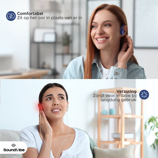 Soundvibe® Bone Conduction Hoofdtelefoon Blauw - Sporthoofdtelefoon - Sport oortjes - Draadloze oordopjes - Waterbestendig - 8GB Interne Geheugenkaart - Sport Koptelefoon - Voor alle Telefoons en Laptops - Hardloop Oortjes - Wireless Earphones