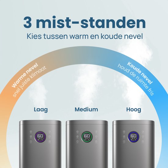 Auronic Luchtbevochtiger - 4 Liter - 40m2 - Geschikt voor Woonkamer, Kantoor, Slaapkamer, Babykamer en Meer - Met Aromatherapie - BPA-Vrij - Grijs