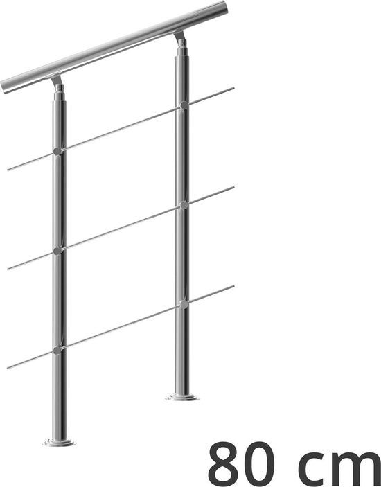 Monzana Trapleuning roestvrij staal 80cm 3 schoren