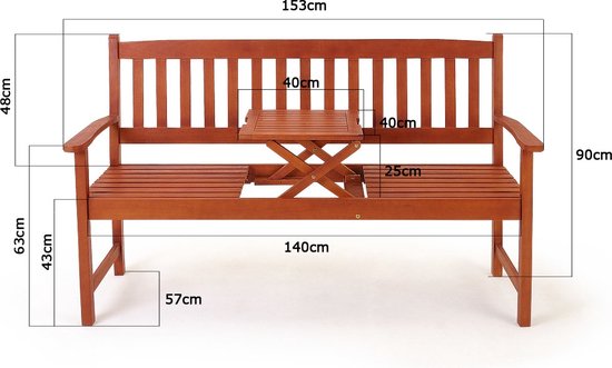 Casaria 2 zits Tuinbank - FSC®-gecertificeerd Eucalyptushout – Bruin