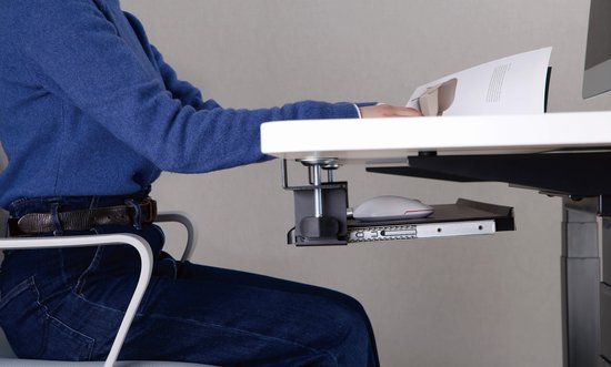 Toetsenbord lade onder bureau - toetsenbord houder - toetsenbordlade - toetsenbord onder bureau - keyboard tray - ergonomisch zithouding - hoogte verstelbaar en uitschuifbaar