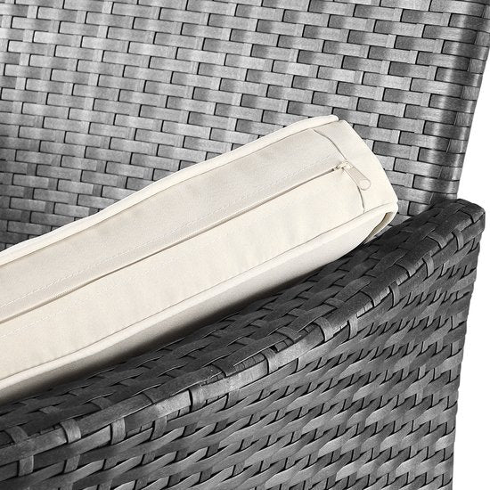 Casaria Polyrattan Tuinbank - Incl. Tafel & Kussens 7 cm - Grijs