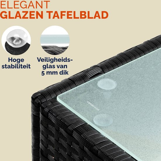 CASARIA Polyrattan Bijzettafel - Buiten 58x58x45cm - Zwart