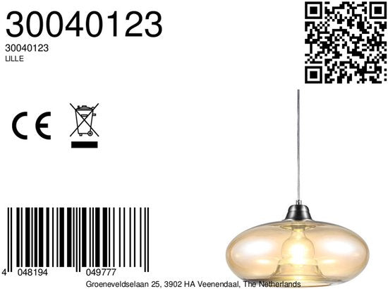 Globo - hanglamp - LILLE - amberkleurig - glas - Ø 40cm - E27 - 30040123