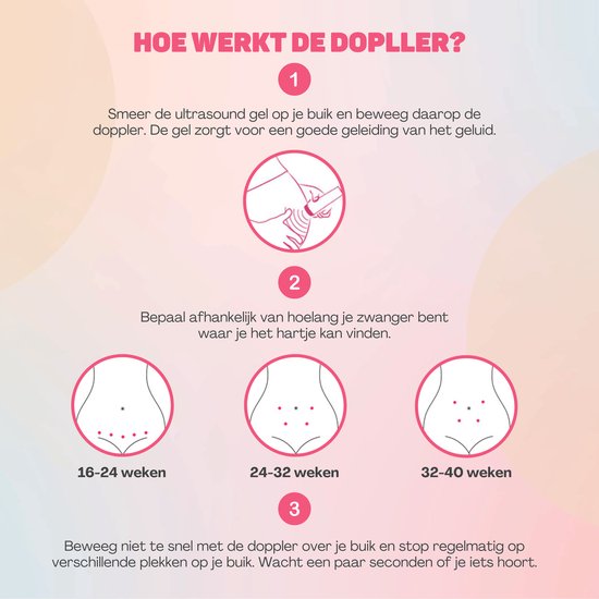 Vulpes Goods® BabyCare - Doppler Baby PRO - Baby Hartje Monitor - Fetal Doppler - Hartslag Baby Doppler - Echo Apparaat -Zwangerschapscadeau - Roze - Incl. ultrasound gel en oordopjes
