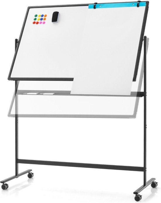 Coast Whiteboard - Omkeerbaar & Verstelbaar - Incl. 6 Zwarte stiften - 137,2 x 83,8 x 10,16 cm - Wit