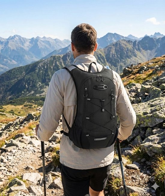Travelhawk Drinkrugzak - Hardloop Rugzak - Geschikt Voor 2L Waterzak - Waterafstotend, Lichtgewicht, Reflecterend - 12L - Zwart