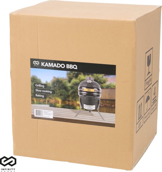 Infinity Goods Kamado BBQ Egg - 13 Inch - Inclusief Hoes - Houtskoolbarbecue - Ø 27 CM - Zwart