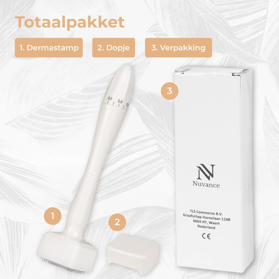 Nuvance - Dermastamp - Verstelbaar tussen 0,1mm en 3mm - Derma Stamp - 140 Naalden - Microneedling - Dermaroller - voor Huidverzorging, Haargroei en Baardgroei
