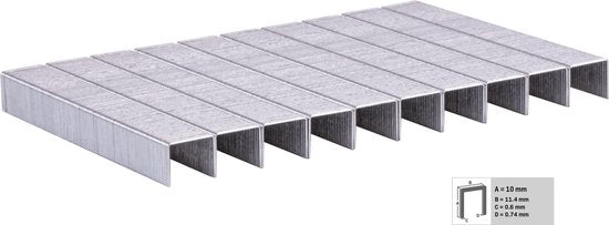 VONROC Nieten – 1000 stuks – 10mm – Universeel – Voor VONROC ET502AC & ET503DC tackers