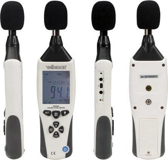 Velleman Professionele geluidsniveaumeter, datalogger, usb-interface, 262144 metingen, windows os