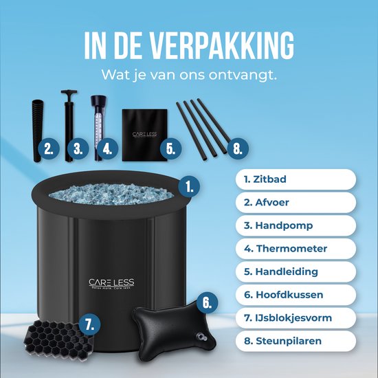 Care Less - IJsbad XL - Opvouwbare Badkuip - Zitbad - Dompelbad - 85CM - Inklapbaar en met Hoes - Inclusief Pomp en Afvoerslang - Zwembad - Bath Bucket - Zwart