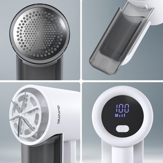 Auronic Elektrische Pluizenverwijderaar Pro - Pluizentondeuse - Accuduur 120 minuten - Oplaadbaar - LED display - Ontpluizer - Wit