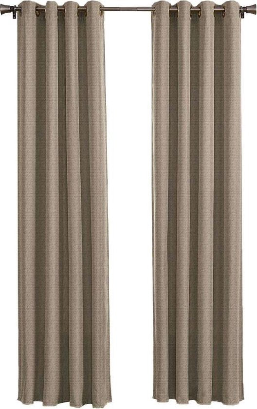 Larson - Luxe Geweven Blackout Gordijn - Ringen - Beige - 150 x 250 cm – Verduisterend & kant en klaar