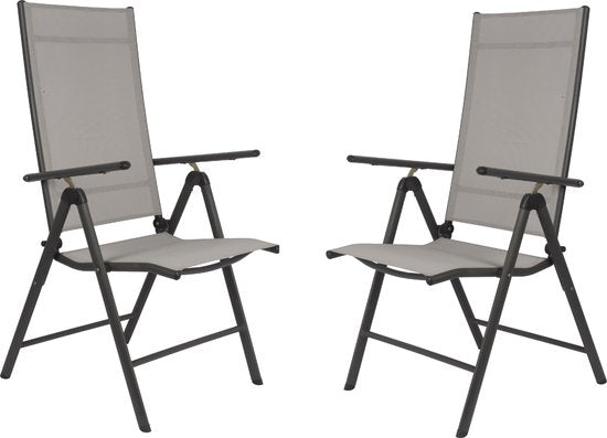 Lifetime Garden Stoelset Santiago - 7 Posities - Lichtgewicht - Inklapbaar - 2 stuks - Grijs