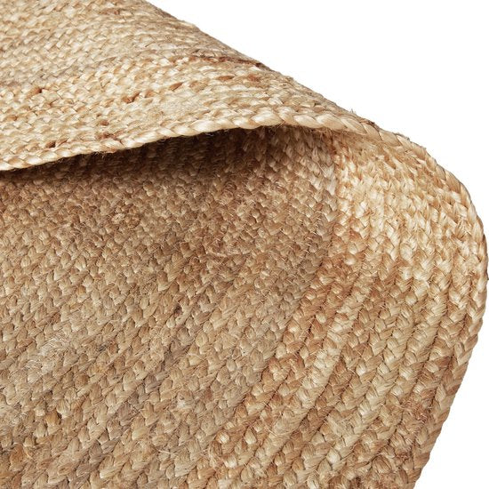 tectake® Handgeweven tapijt - Duurzaam en onderhoudsvriendelijk vloerkleed - Rond - Jute naturel - Verkrijgbaar in verschillende maten - Natuurlijk - Ø 200 cm