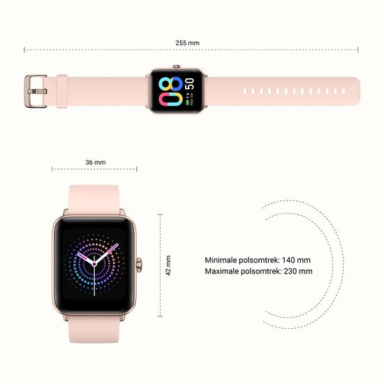 MAOO BOOST Smartwatch – Inclusief Screenprotector – Waterproof – Dames Smartwatch Rosé Goud – Stappenteller, Hartslag & Slaapmonitor – Multisport – Android & iOS – Roze