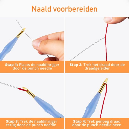 Happy Goods Punch Needle pakket 2 designs ZEEZICHT - Borduurringen met Borduurnaalden en Borduurgaren - 18 kleuren set – Compleet creatief hobby voorbedrukte borduurpakket voor volwassenen - hobby