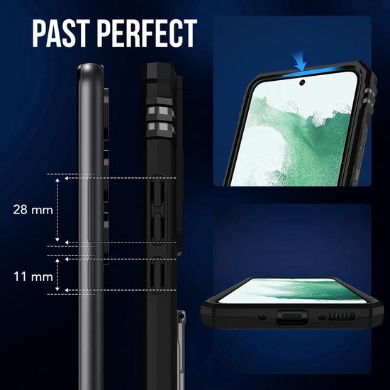 Podec Hoesje geschikt voor Samsung Galaxy A56 / A36 / A37 - Zwart Telefoonhoesje - Anti-Shock Case Cover - Hybrid Armor Hoes met Kickstand Ring met Screenprotector