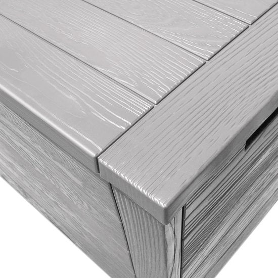 Deuba Kussenbox Woody 120cm grijs hout-look – tuinkussenbox tuinbox