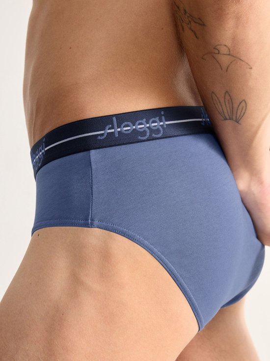 sloggi Start Midi 2-Pack Slip - Heren - Katoen/Elastaan - Regular Waist - Elastische Band - Blauw/Multi - Maat XL