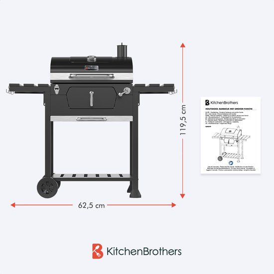 KitchenBrothers Smoker BBQ – Verstelbaar – 120,5 x 62,5 x 119,5 cm – Zwart