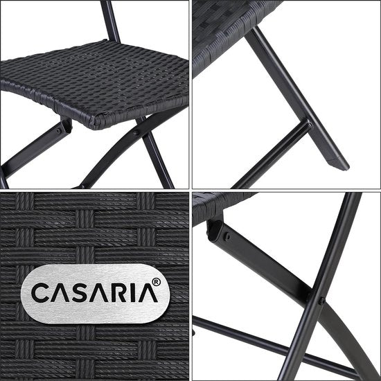 Casaria Polyrattan Klapstoel – 2 Stuks Weerbestendig – Zwart