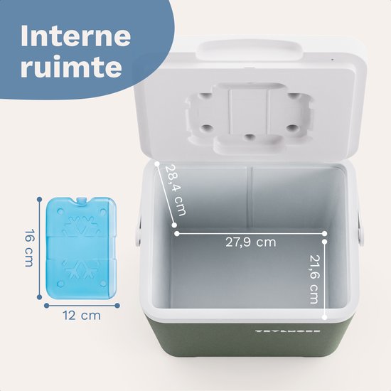 TRVLMORE Koelbox 14L - Frigobox - Inclusief Koelelement - Koelbox Klein - Groen