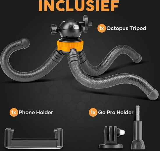 Studio ME Telefoon Statief - 25 cm - Tripod Smartphone - Flexibel - Camera Statief - Zwart - Gorillapod - Telefoonhouder - Incl. Bluetooth Afstandsbediening - Tripod Iphone - Statief Telefoon