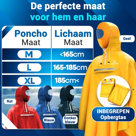 Nextcover Regenponcho Fiets voor Dames en Heren | Regencape met AquaShield 2.0 Technologie, Winddicht & Waterdicht | Ideaal voor Fietsen, Wandelen en Vissen | Fietsponcho Volwassenen Unisex Pasvorm | Poncho