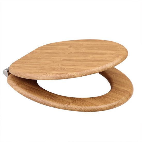 Casaria Wc-bril met Deksel Sluitingsmechanisme Toiletzitting MDF Bamboe