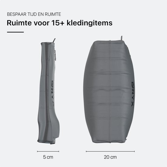 ONYX Aircube™ Vacuum Verpakkingskubus - 1 Stuk - Inclusief draadloze Compressiepomp - Voor koffers en tassen - Koffer Organizer - Bagage & Rugzak Compressie - Grijs